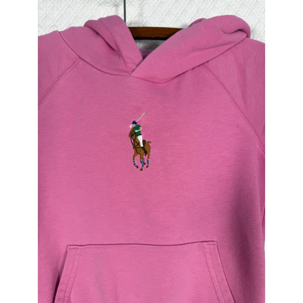 Polo Ralph Lauren Girls Pink Big Pony Embroidered Pullover Hoodie Size 6